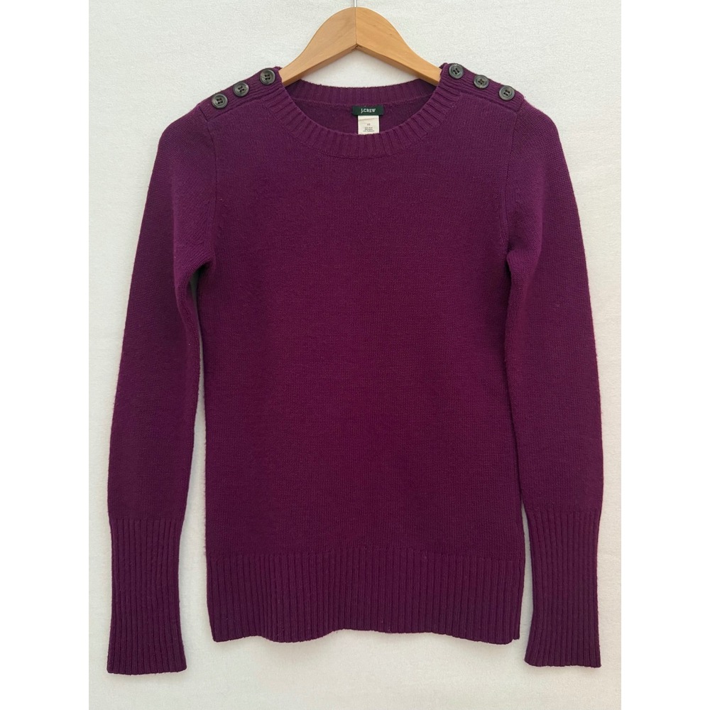 J.Crew Sz XS Plum Purple Wool Cashmere Blend Crew Neck Sweater‎
